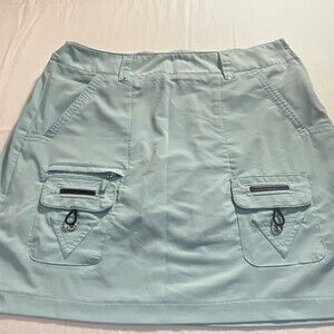 Jamie Sadock Women's Blue Solid Cargo Skirt Size 4 Short Zip Pockets Logo